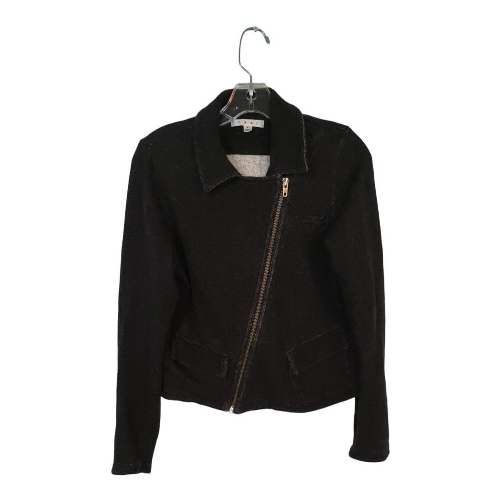 COPY - CAbi Women Black knit motorcycle style Jacket with pockets size S